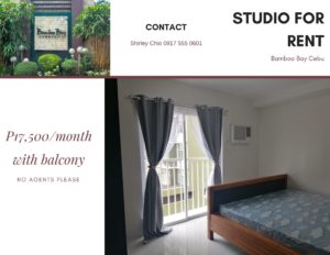 Studio with balcony condominium for rent in Mandaue Cebu