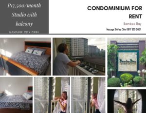 Bamboo Bay Studio with Balcony Condominium for Rent in Cebu