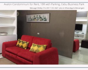 1BR with Parking Avalon Condominium for Rent in Cebu Business Park